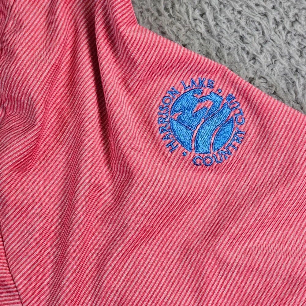 Johnnie-O Mens 2XL Pink Striped 1/4 Zip Harrison Lake CC Golf Pullover